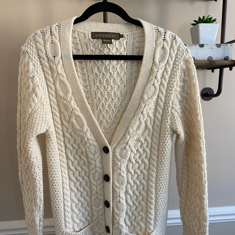 Inis Crafts 100% Merino Wool Ivory Sz Small